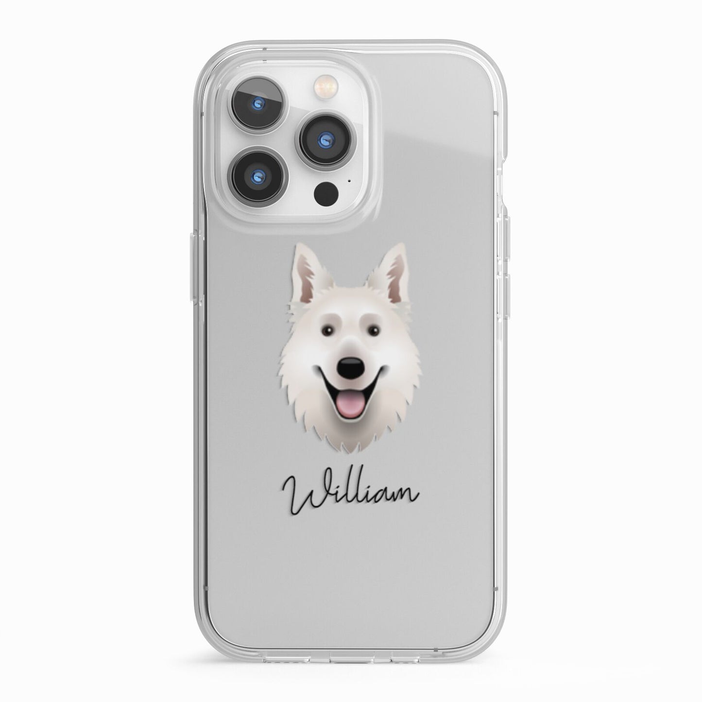 White Swiss Shepherd Dog Personalised iPhone 13 Pro TPU Impact Case with White Edges