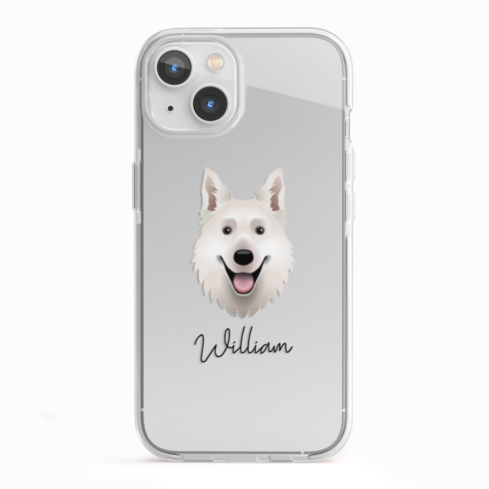 White Swiss Shepherd Dog Personalised iPhone 13 TPU Impact Case with White Edges