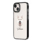 White Swiss Shepherd Dog Personalised iPhone 14 Black Impact Case Side Angle on Silver phone