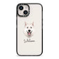White Swiss Shepherd Dog Personalised iPhone 14 Black Impact Case on Silver phone