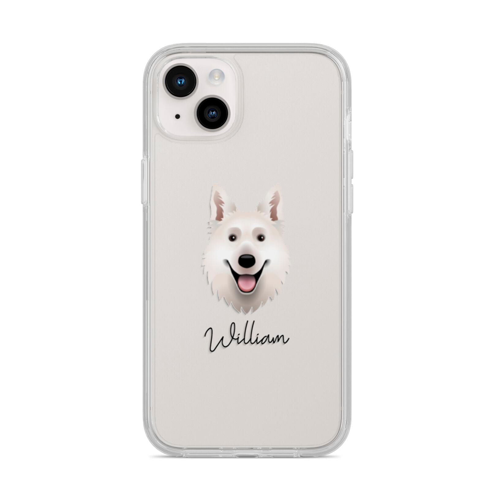 White Swiss Shepherd Dog Personalised iPhone 14 Plus Clear Tough Case Starlight