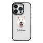 White Swiss Shepherd Dog Personalised iPhone 14 Pro Black Impact Case on Silver phone