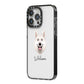 White Swiss Shepherd Dog Personalised iPhone 14 Pro Max Black Impact Case Side Angle on Silver phone