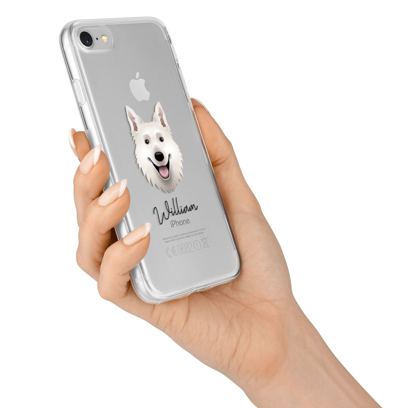 White Swiss Shepherd Dog Personalised iPhone 7 Bumper Case on Silver iPhone Alternative Image