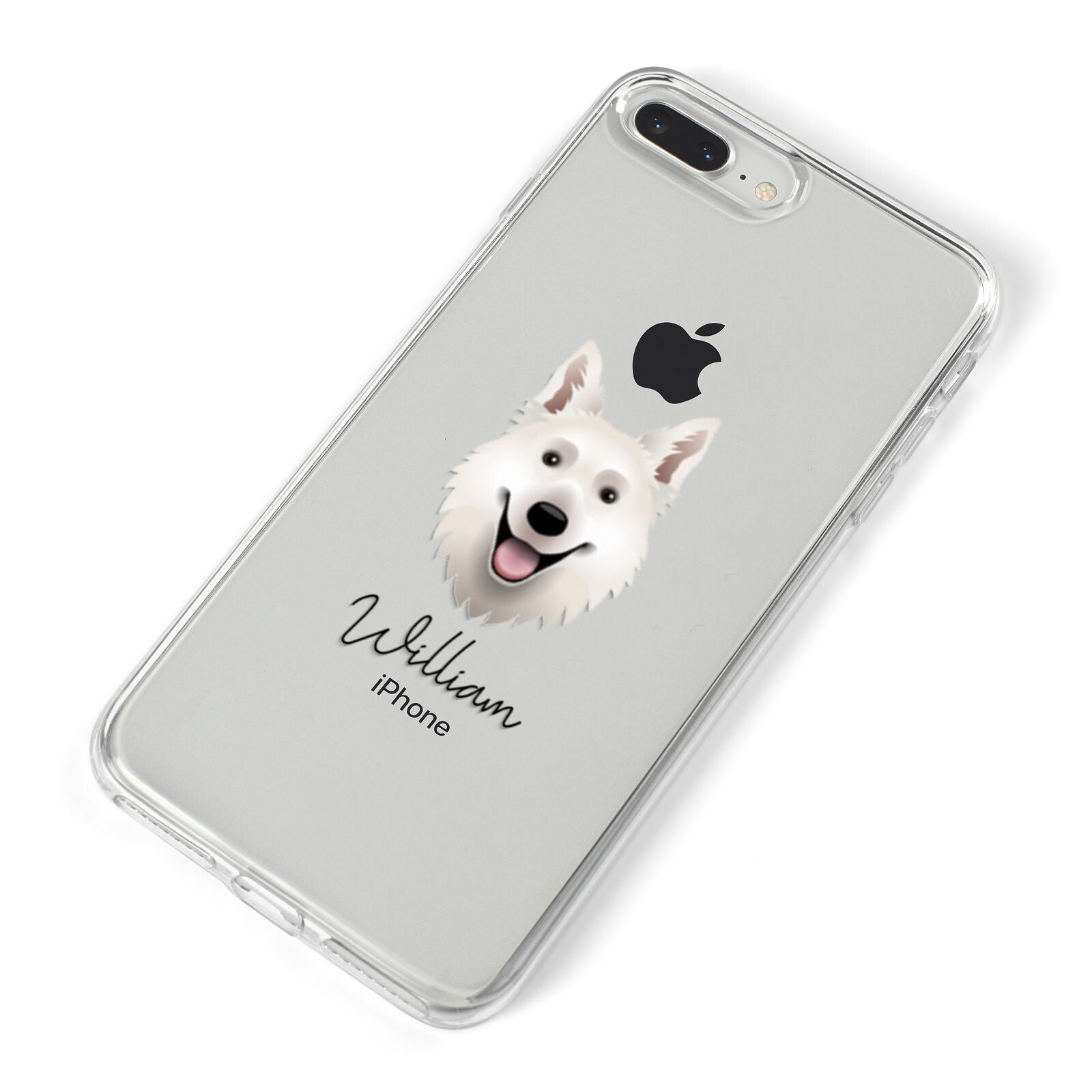 White Swiss Shepherd Dog Personalised iPhone 8 Plus Bumper Case on Silver iPhone Alternative Image