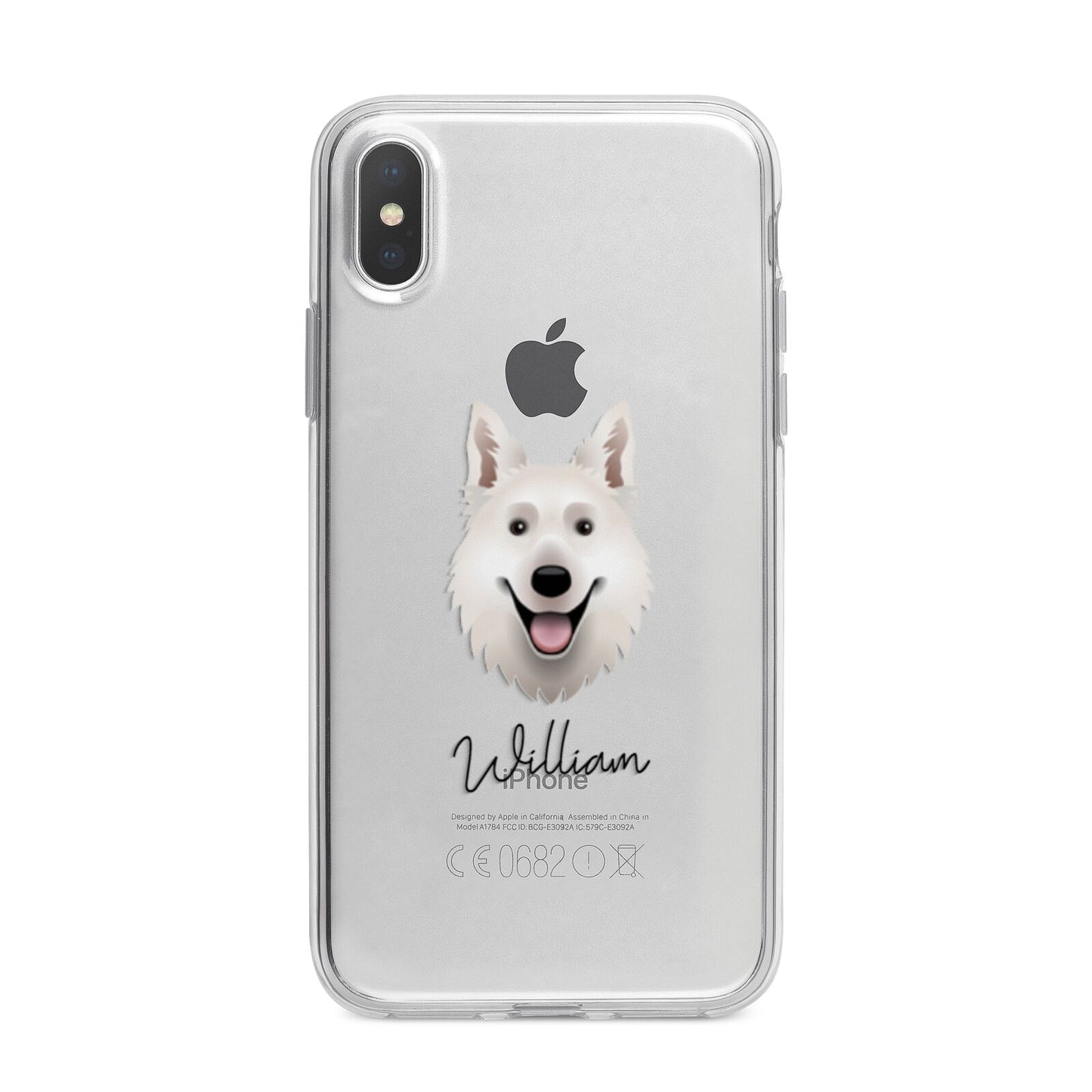 White Swiss Shepherd Dog Personalised iPhone X Bumper Case on Silver iPhone Alternative Image 1