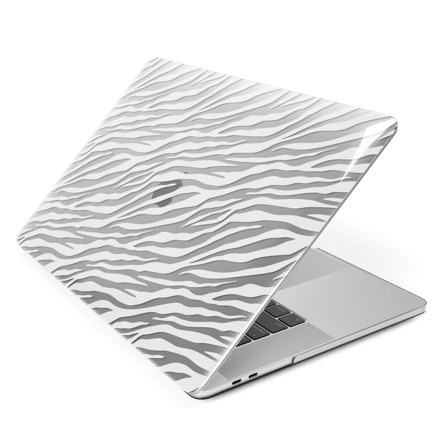 White Zebra Print Apple MacBook Case Side View