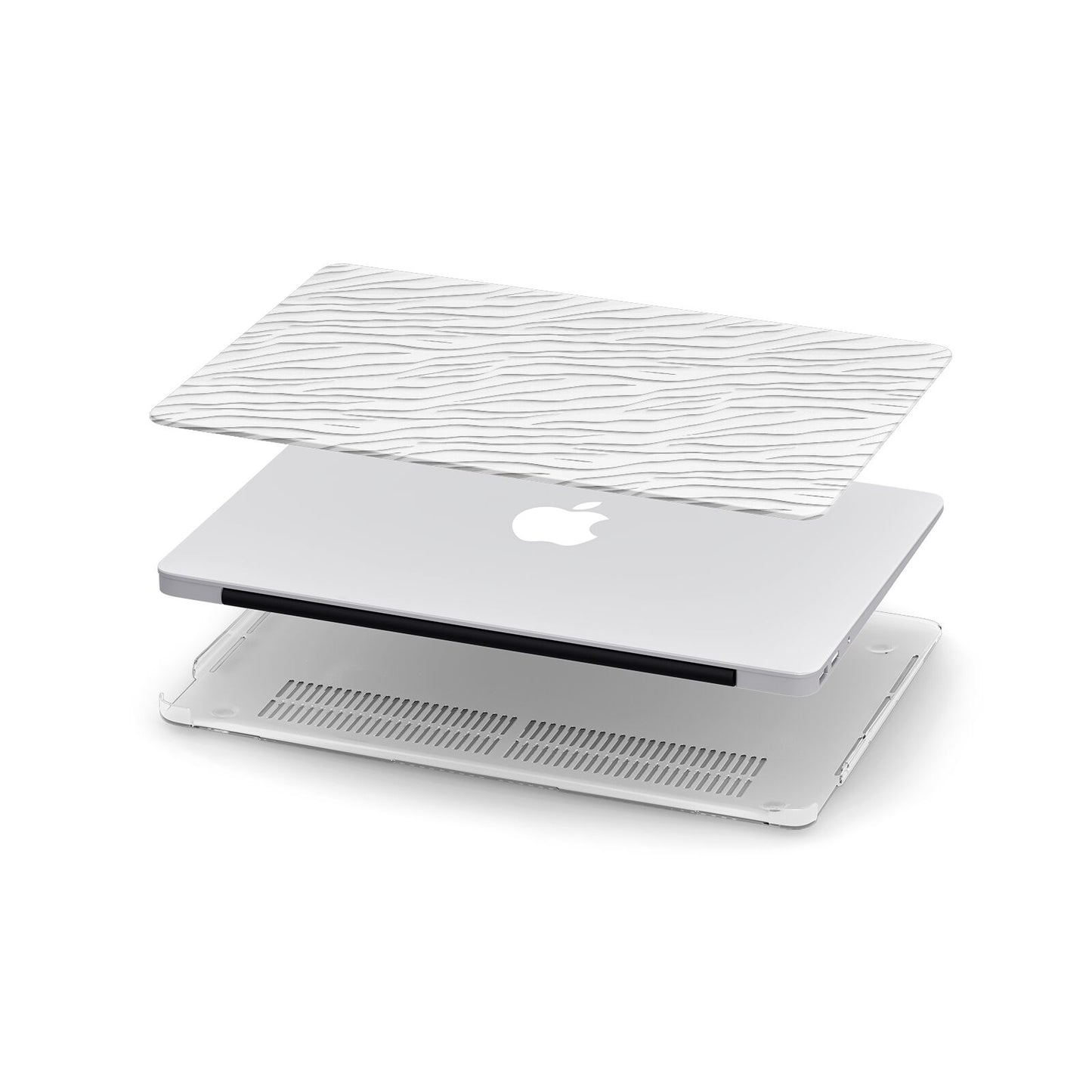 White Zebra Print Apple MacBook Case in Detail
