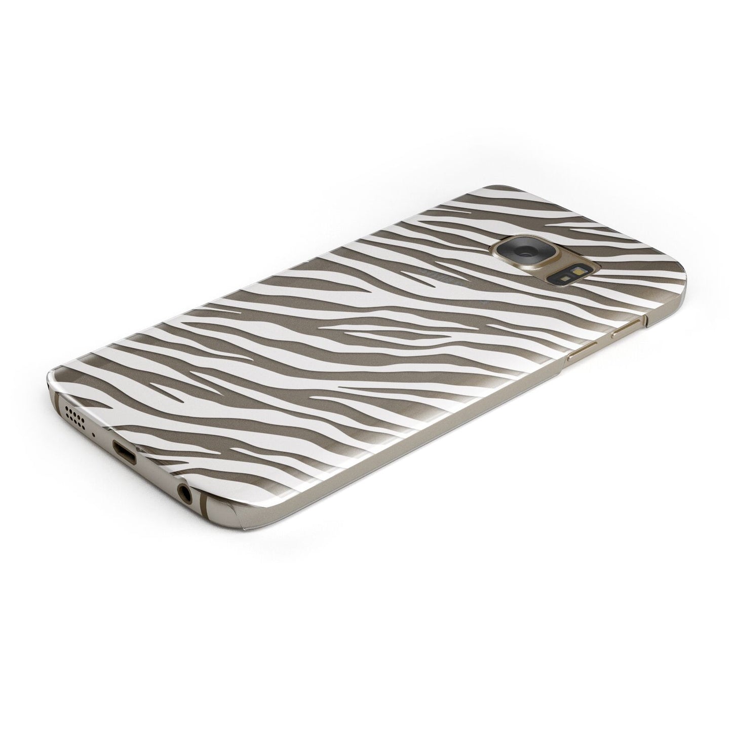 White Zebra Print Protective Samsung Galaxy Case Angled Image