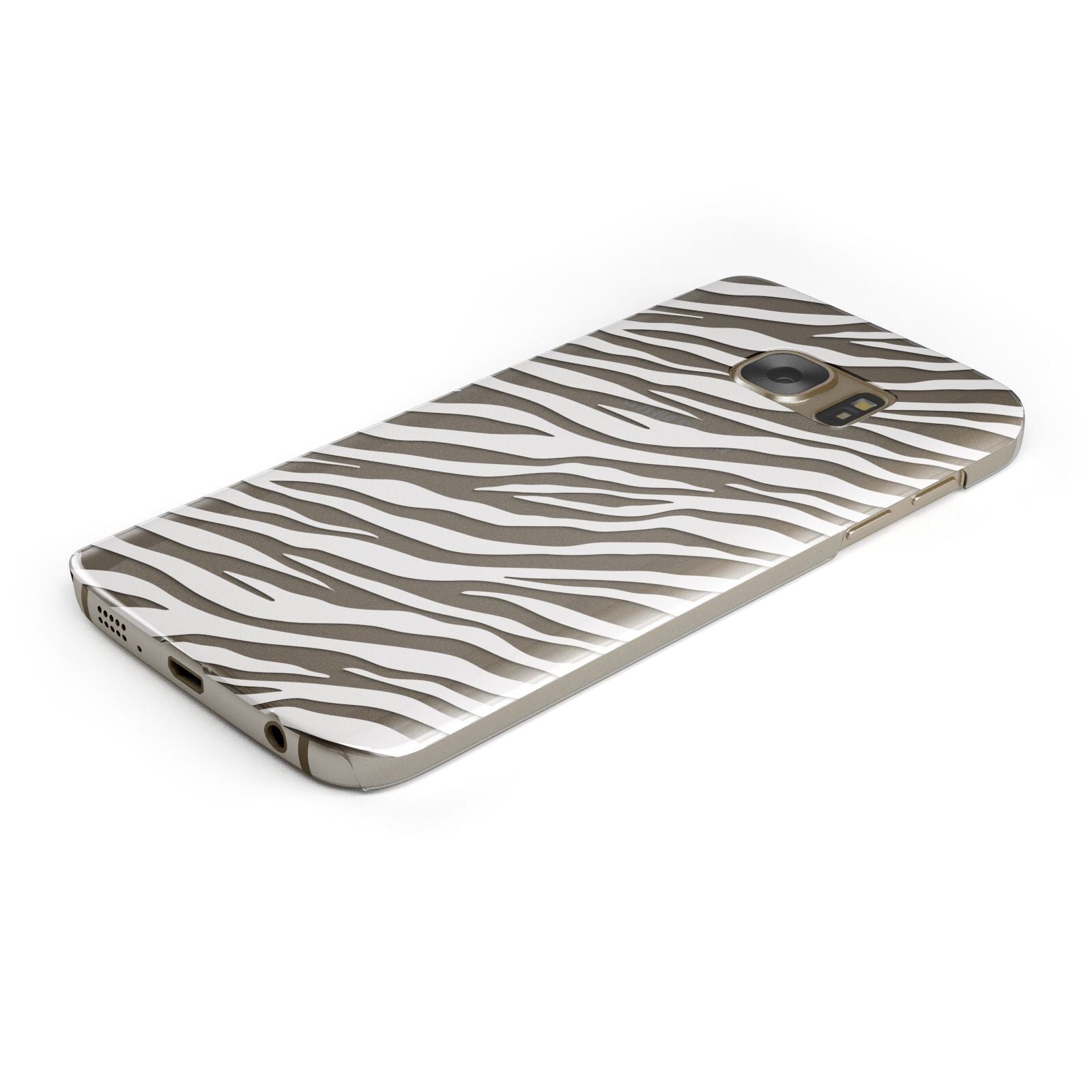 White Zebra Print Protective Samsung Galaxy Case Angled Image