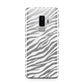 White Zebra Print Samsung Galaxy S9 Plus Case on Silver phone