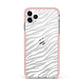 White Zebra Print iPhone 11 Pro Max Impact Pink Edge Case