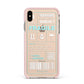 White and Blue Parcel Label with Name Apple iPhone Xs Max Impact Case Pink Edge on Gold Phone