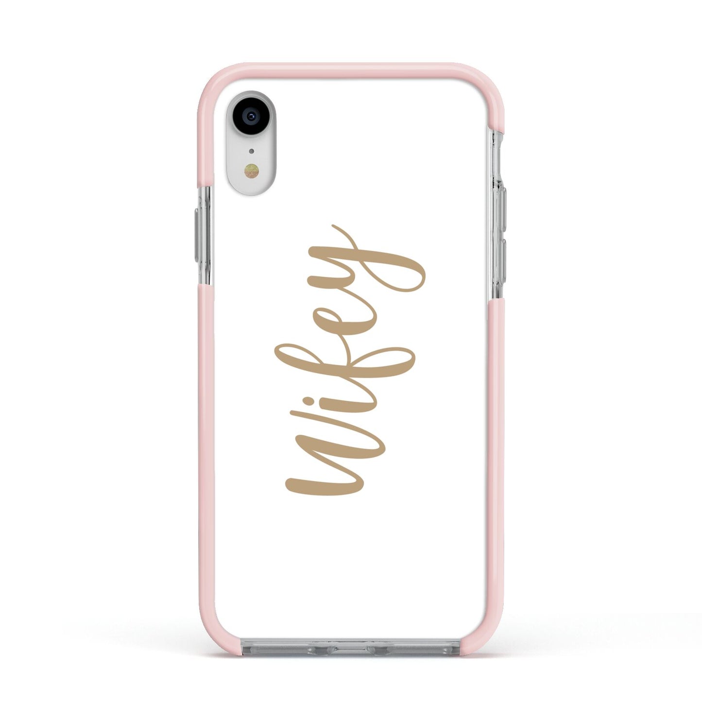 Wifey Apple iPhone XR Impact Case Pink Edge on Silver Phone