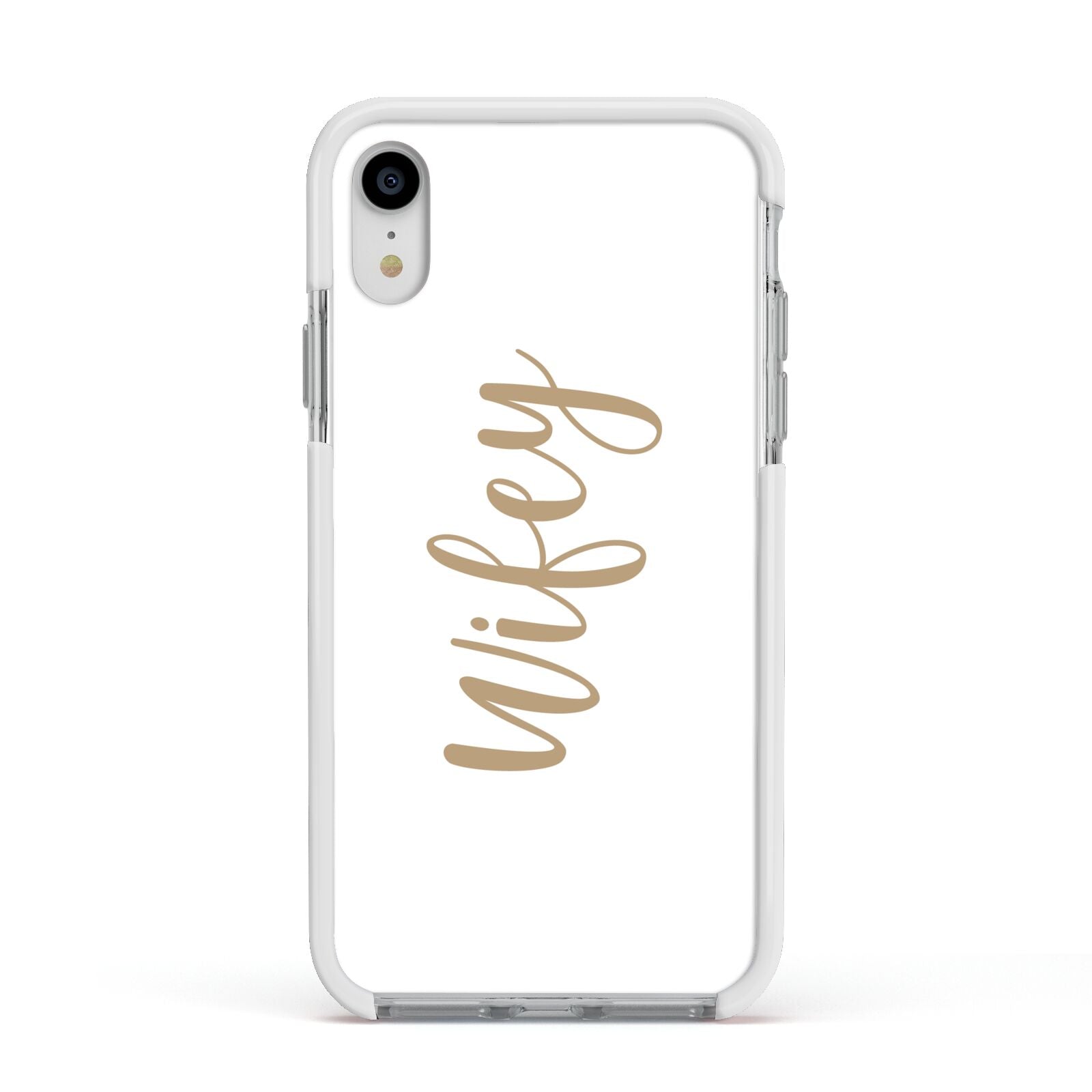 Wifey Apple iPhone XR Impact Case White Edge on Silver Phone
