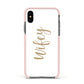 Wifey Apple iPhone Xs Impact Case Pink Edge on Black Phone