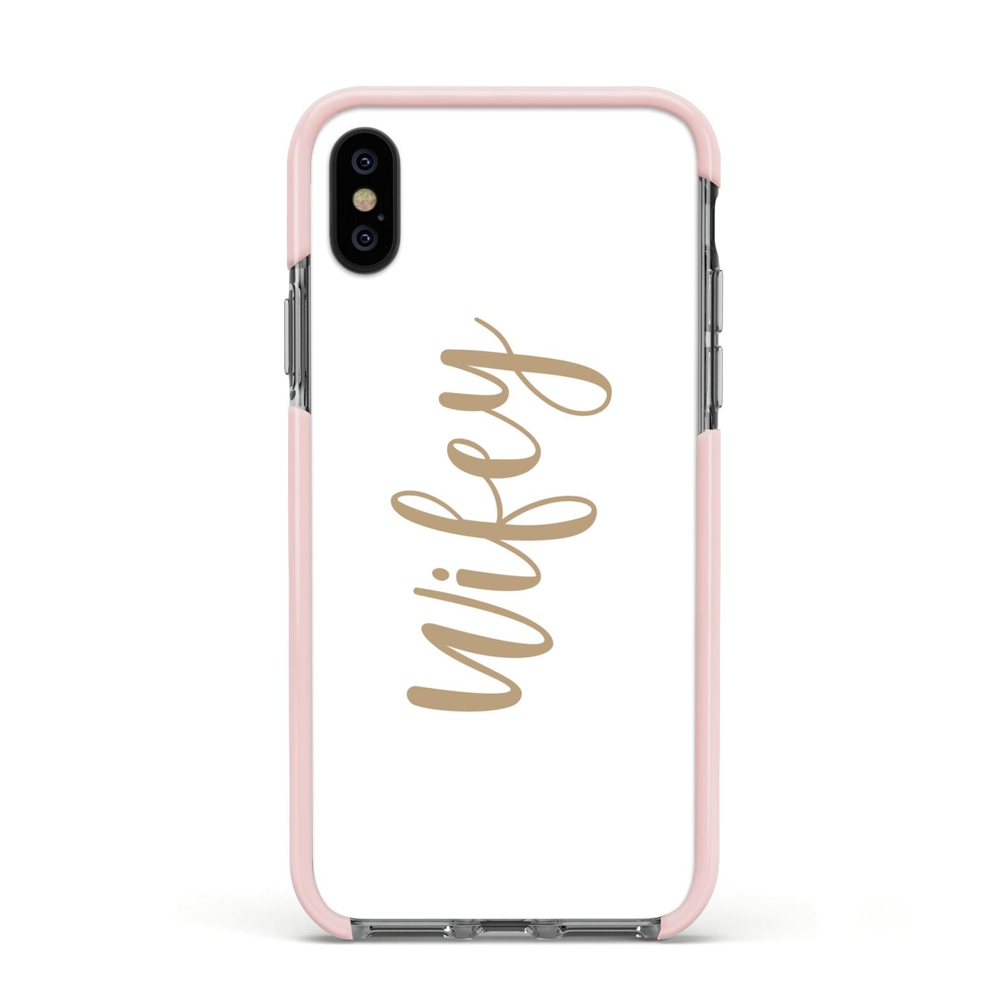 Wifey Apple iPhone Xs Impact Case Pink Edge on Black Phone