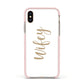 Wifey Apple iPhone Xs Impact Case Pink Edge on Gold Phone