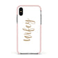 Wifey Apple iPhone Xs Impact Case Pink Edge on Silver Phone
