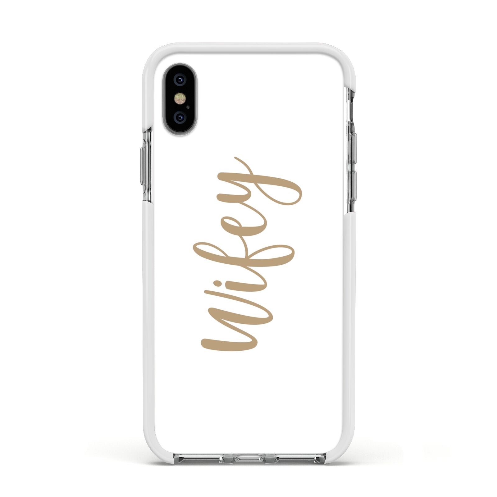 Wifey Apple iPhone Xs Impact Case White Edge on Silver Phone