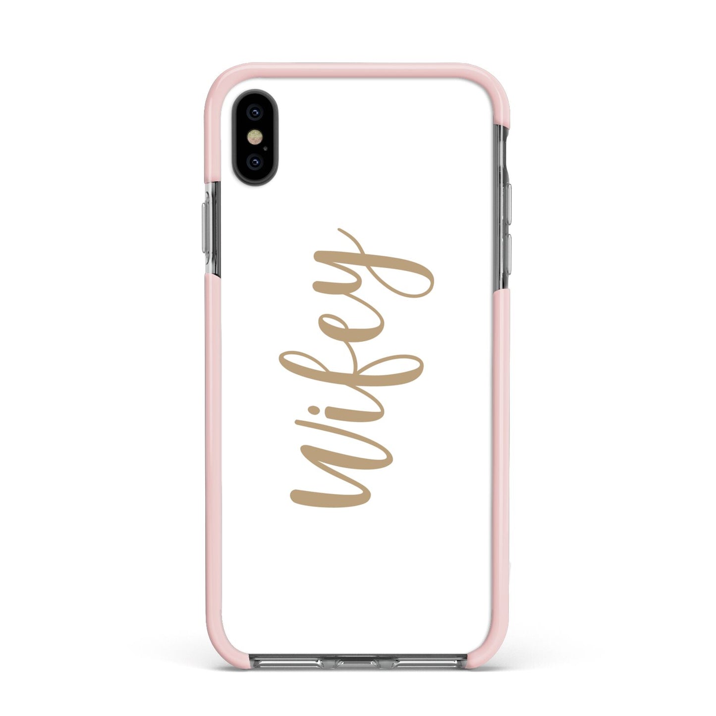 Wifey Apple iPhone Xs Max Impact Case Pink Edge on Black Phone