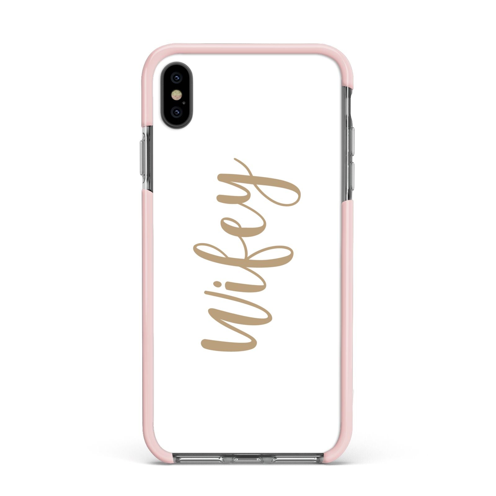 Wifey Apple iPhone Xs Max Impact Case Pink Edge on Black Phone