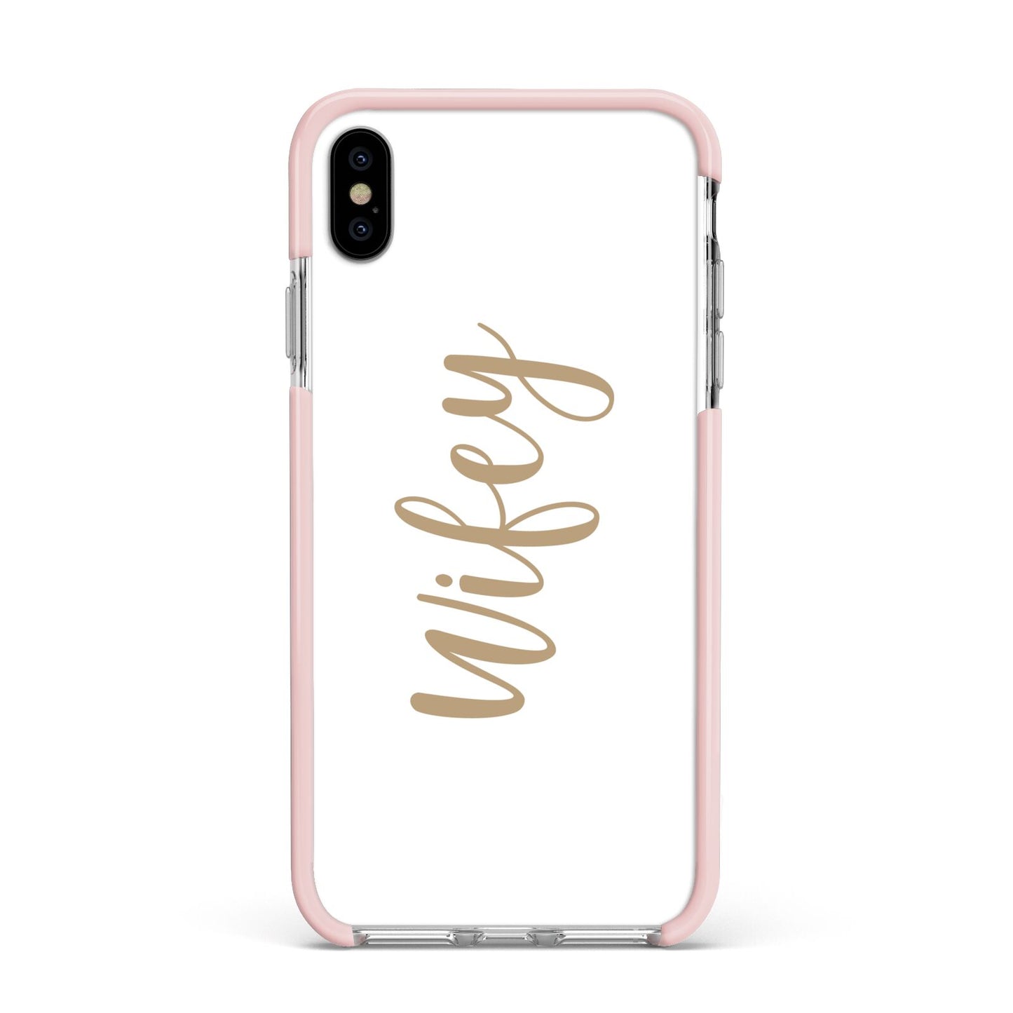 Wifey Apple iPhone Xs Max Impact Case Pink Edge on Silver Phone