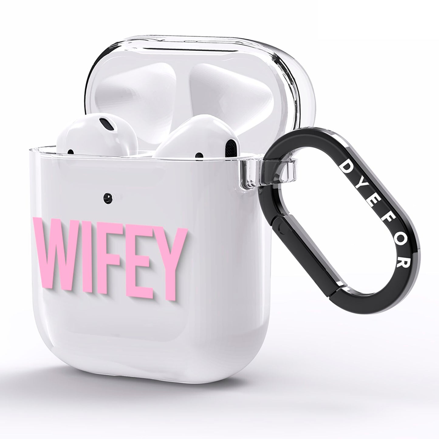 Wifey Pink AirPods Clear Case Side Image
