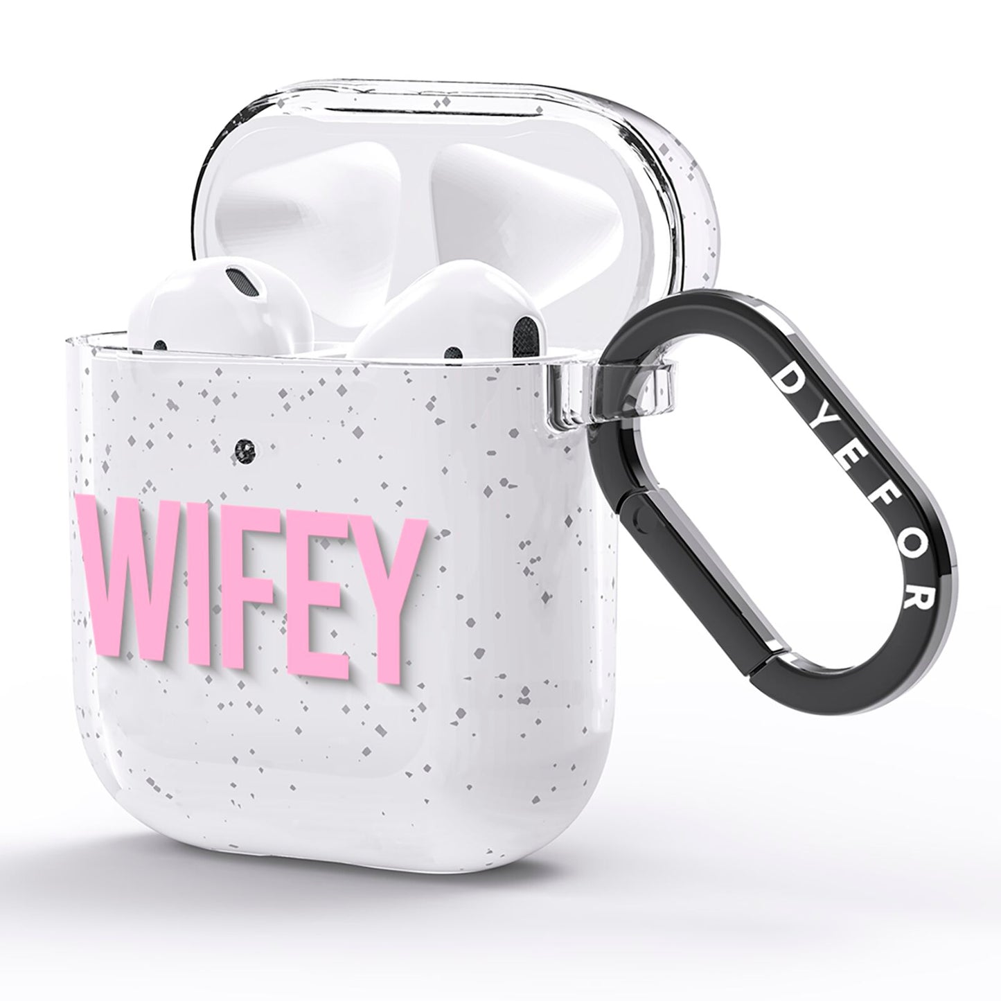Wifey Pink AirPods Glitter Case Side Image