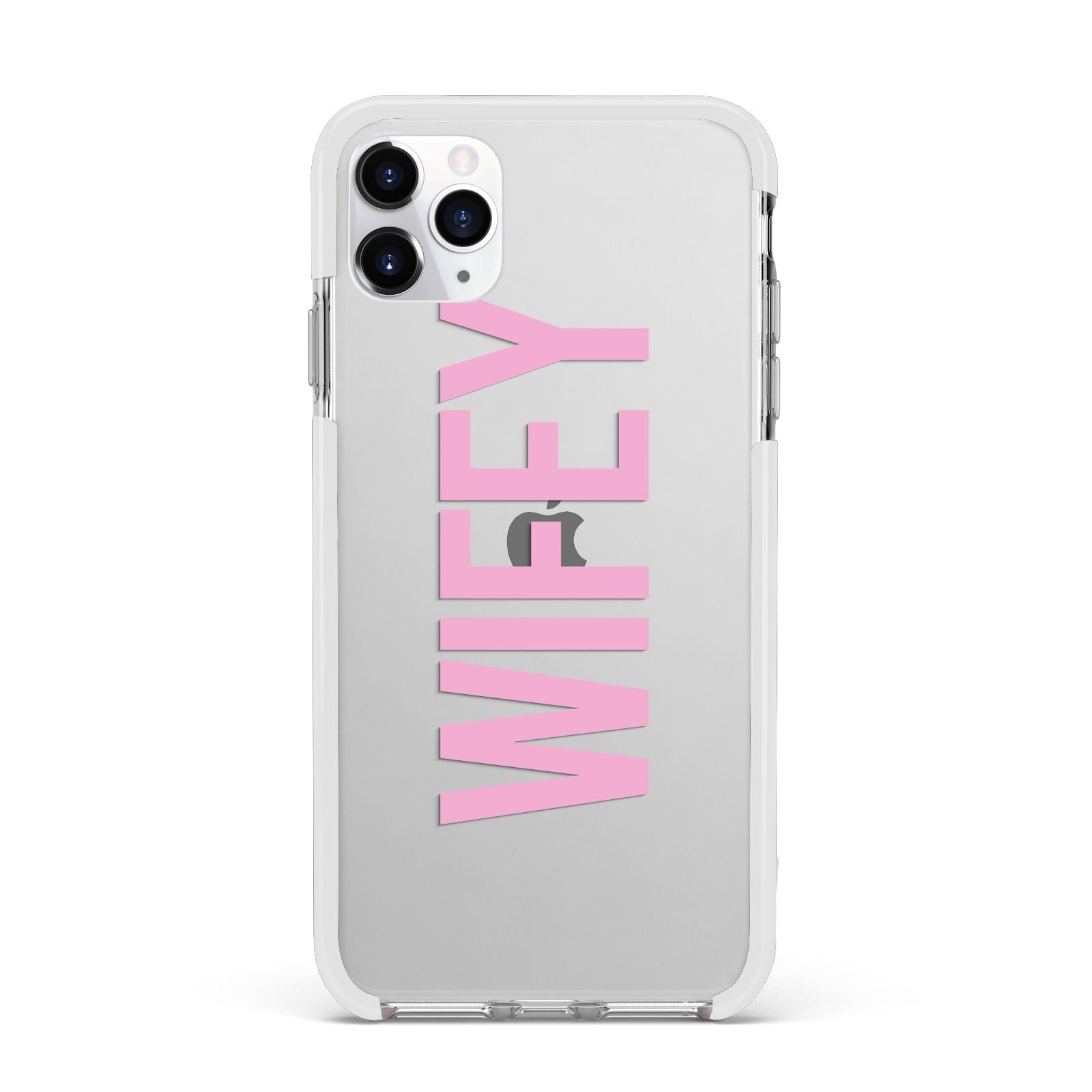 Wifey Pink Apple iPhone 11 Pro Max in Silver with White Impact Case