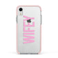 Wifey Pink Apple iPhone XR Impact Case Pink Edge on Silver Phone