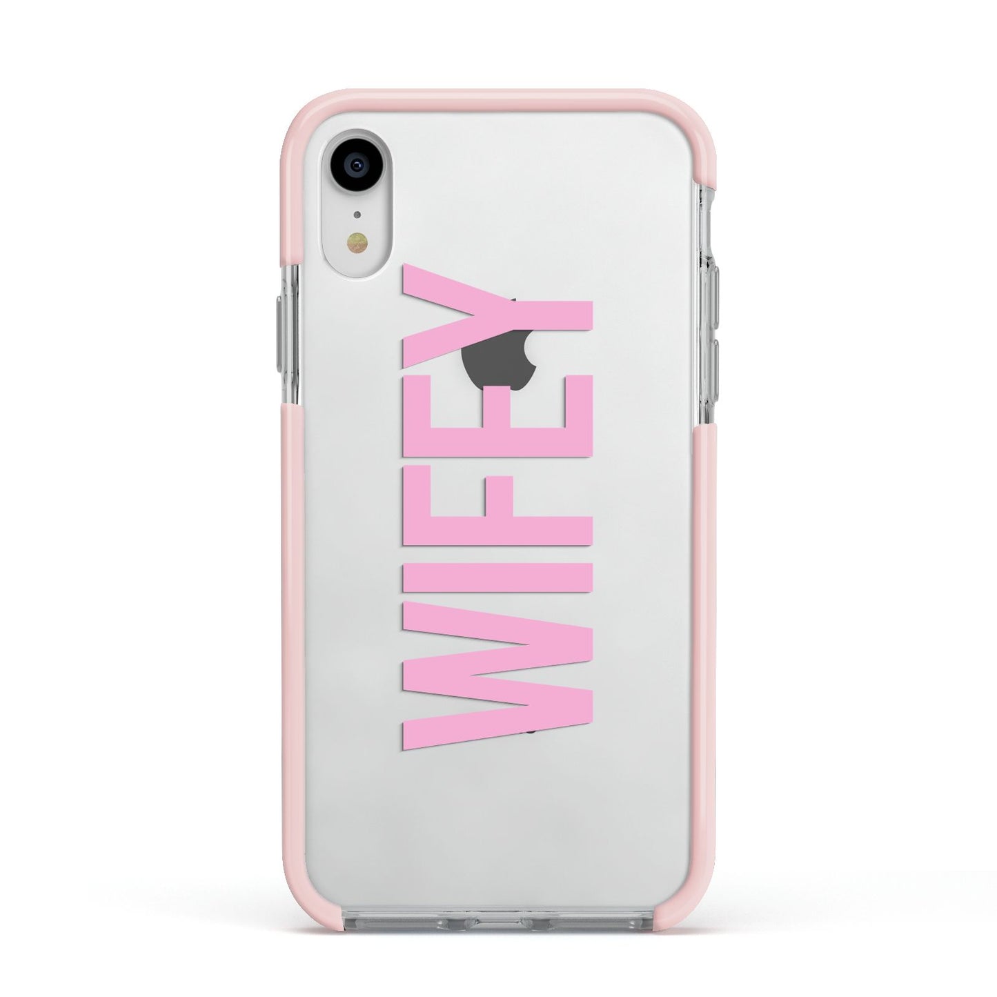 Wifey Pink Apple iPhone XR Impact Case Pink Edge on Silver Phone