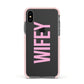 Wifey Pink Apple iPhone Xs Impact Case Pink Edge on Black Phone