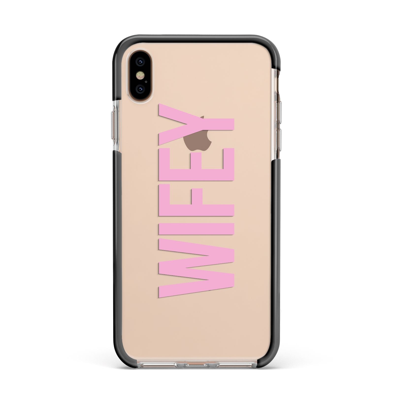 Wifey Pink Apple iPhone Xs Max Impact Case Black Edge on Gold Phone