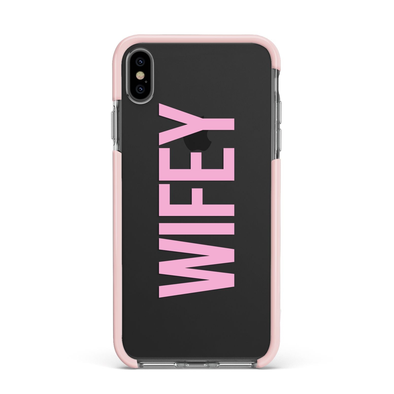 Wifey Pink Apple iPhone Xs Max Impact Case Pink Edge on Black Phone