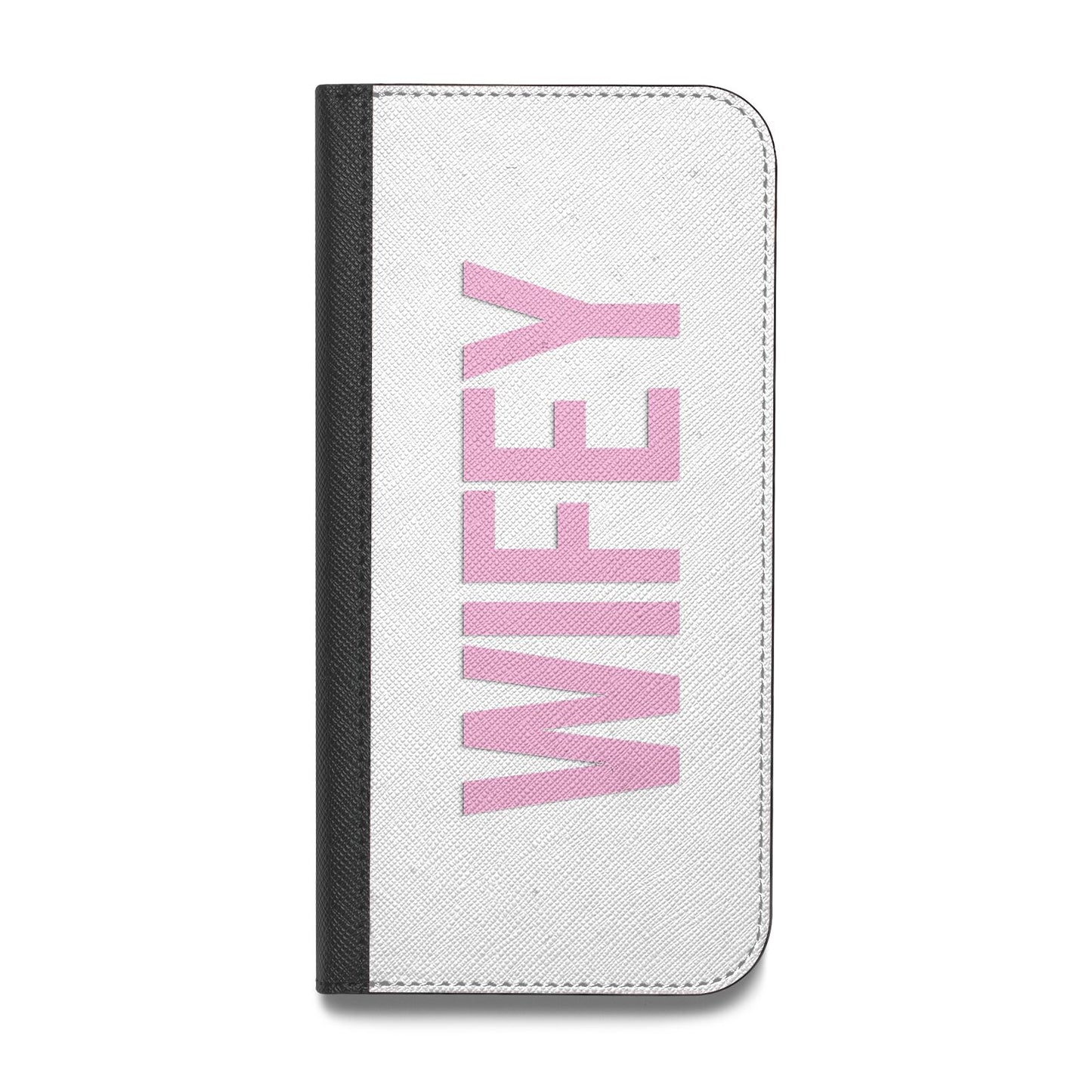 Wifey Pink Vegan Leather Flip iPhone Case