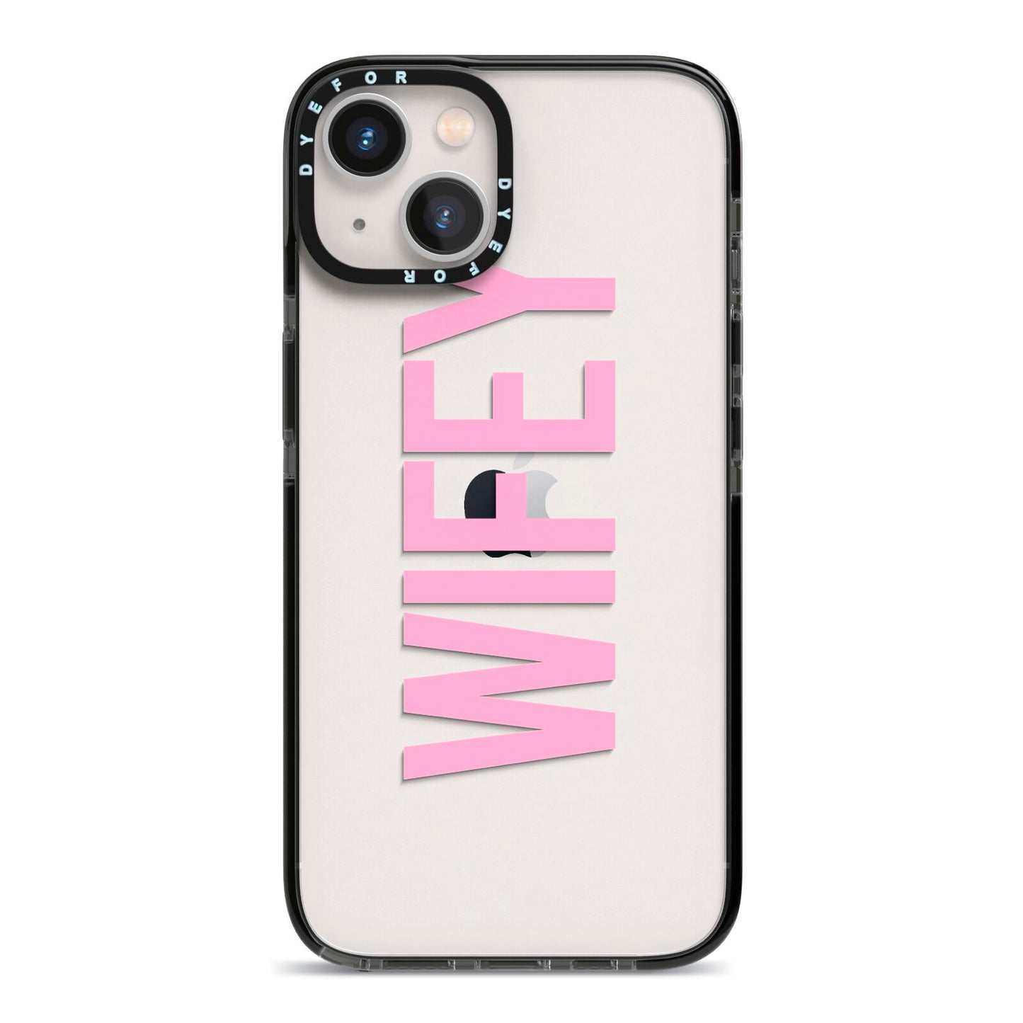 Wifey Pink iPhone 13 Black Impact Case on Silver phone