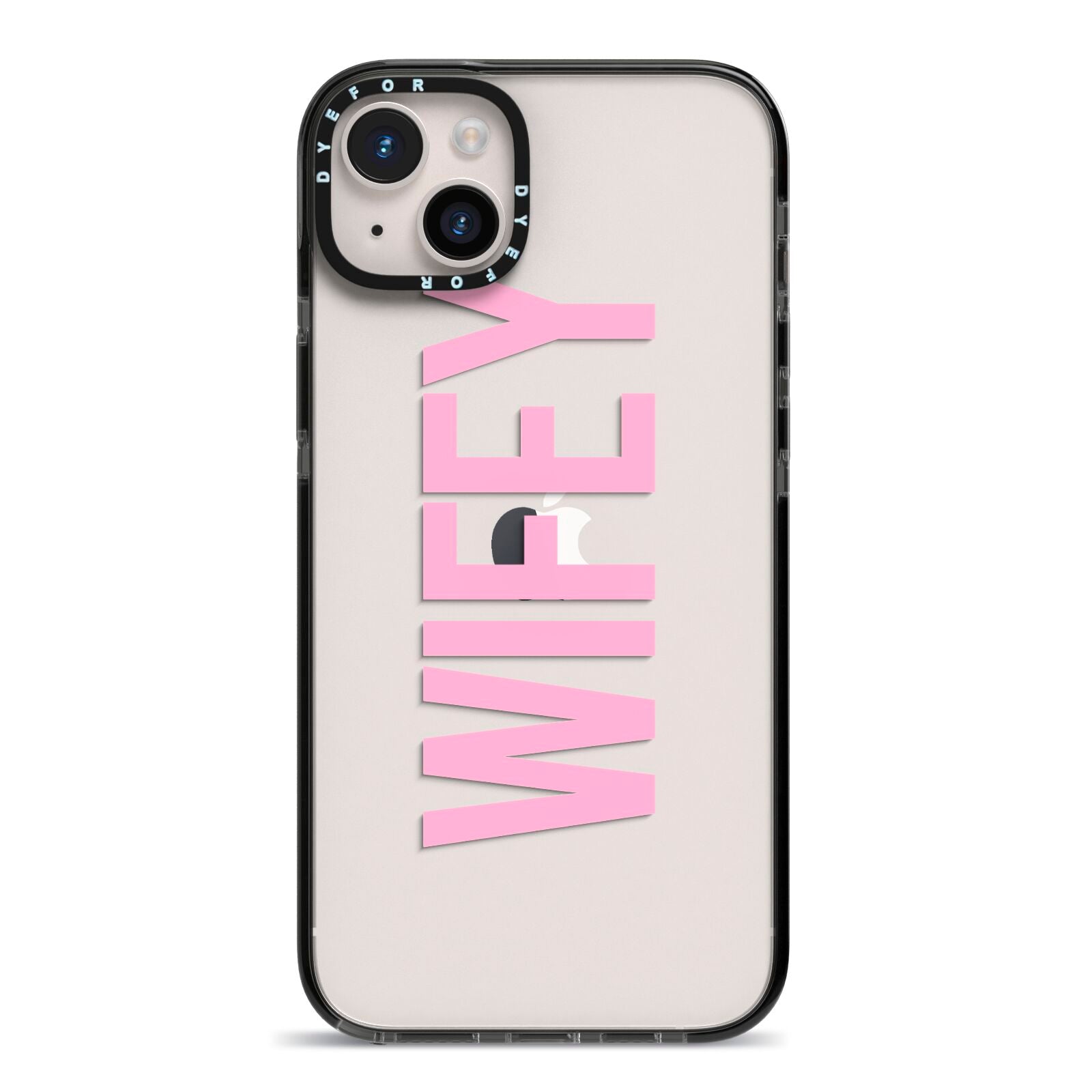 Wifey Pink iPhone 14 Plus Black Impact Case on Silver phone