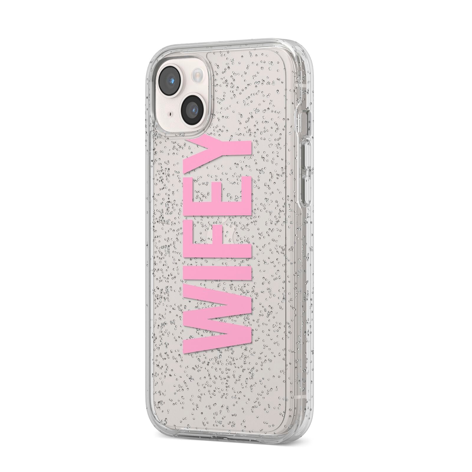 Wifey Pink iPhone 14 Plus Glitter Tough Case Starlight Angled Image