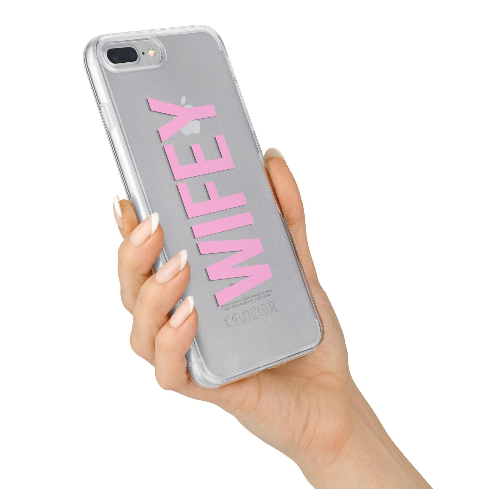 Wifey Pink iPhone 7 Plus Bumper Case on Silver iPhone Alternative Image