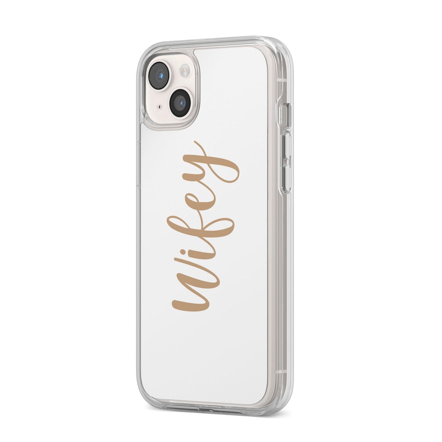 Wifey iPhone 14 Plus Clear Tough Case Starlight Angled Image