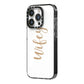 Wifey iPhone 14 Pro Black Impact Case Side Angle on Silver phone