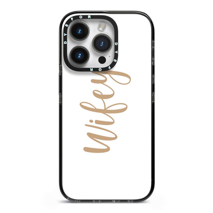 Wifey iPhone 14 Pro Black Impact Case on Silver phone