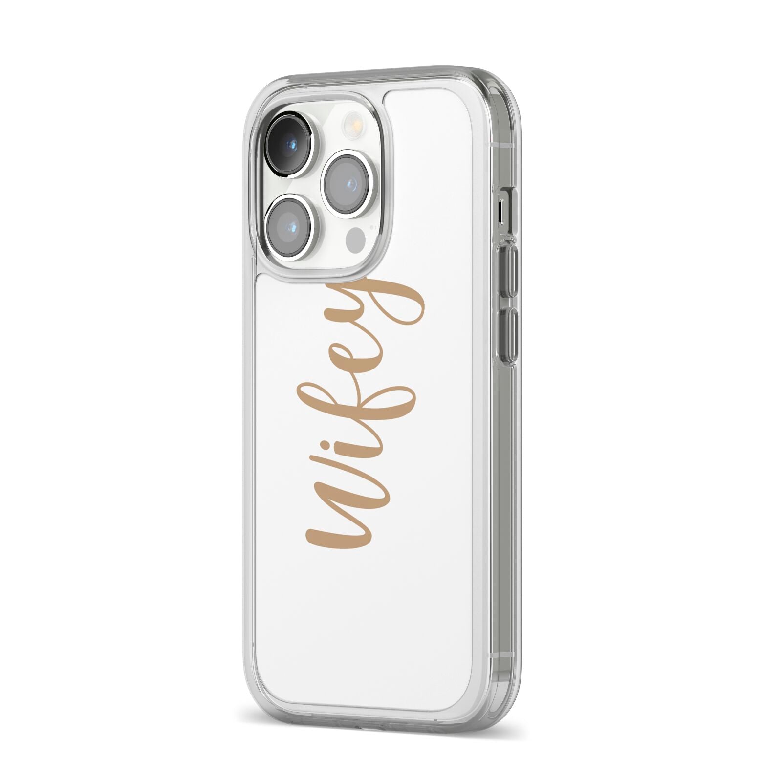 Wifey iPhone 14 Pro Clear Tough Case Silver Angled Image