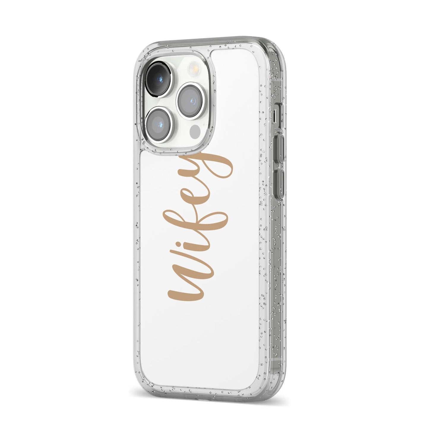 Wifey iPhone 14 Pro Glitter Tough Case Silver Angled Image