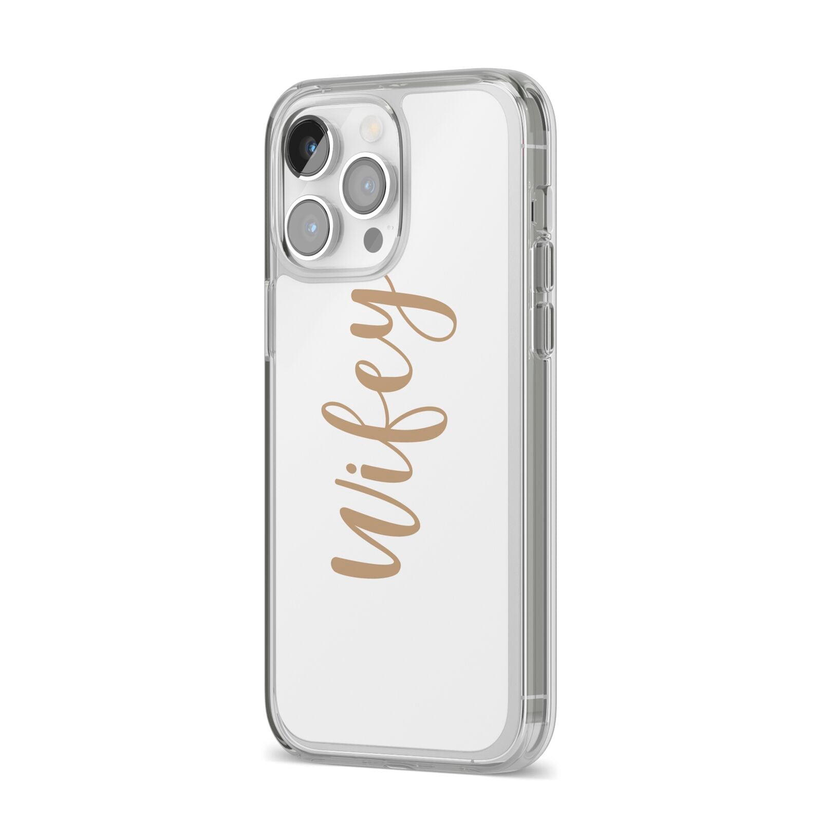 Wifey iPhone 14 Pro Max Clear Tough Case Silver Angled Image
