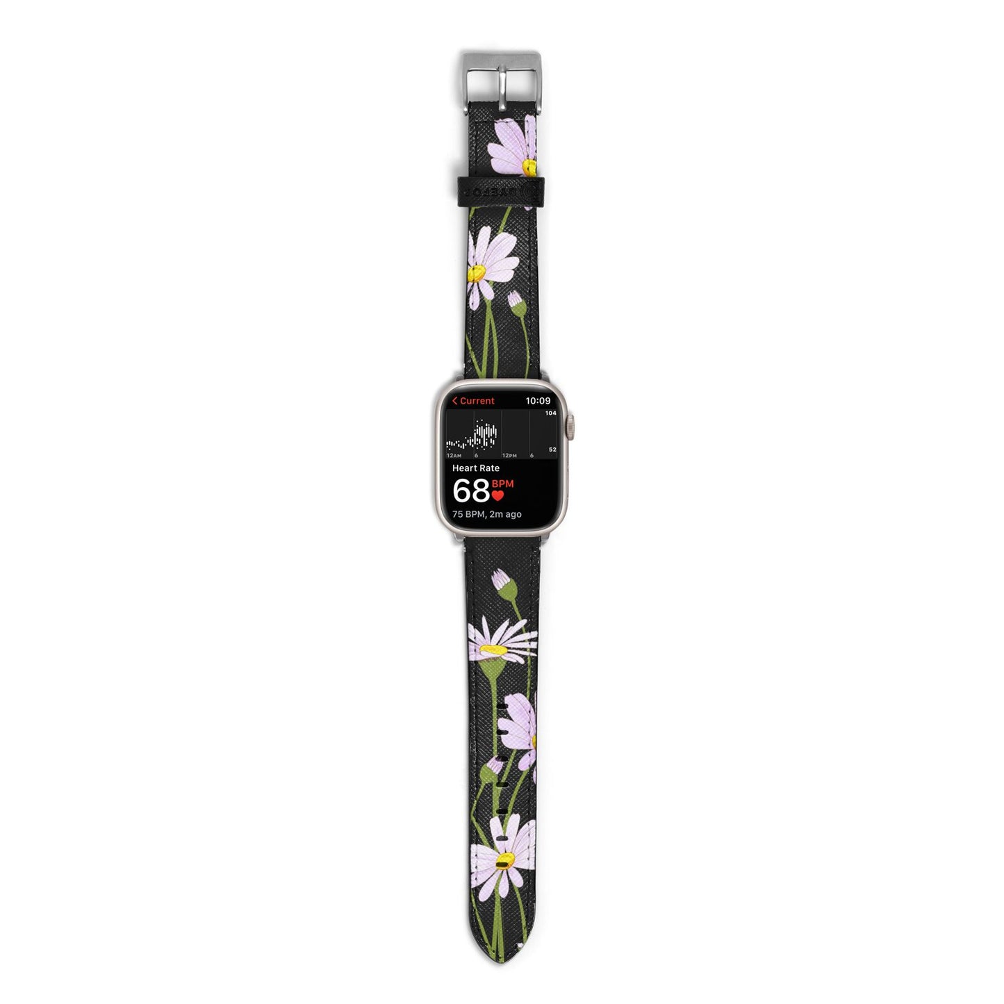 Wild Daisies Apple Watch Strap Size 38mm with Silver Hardware