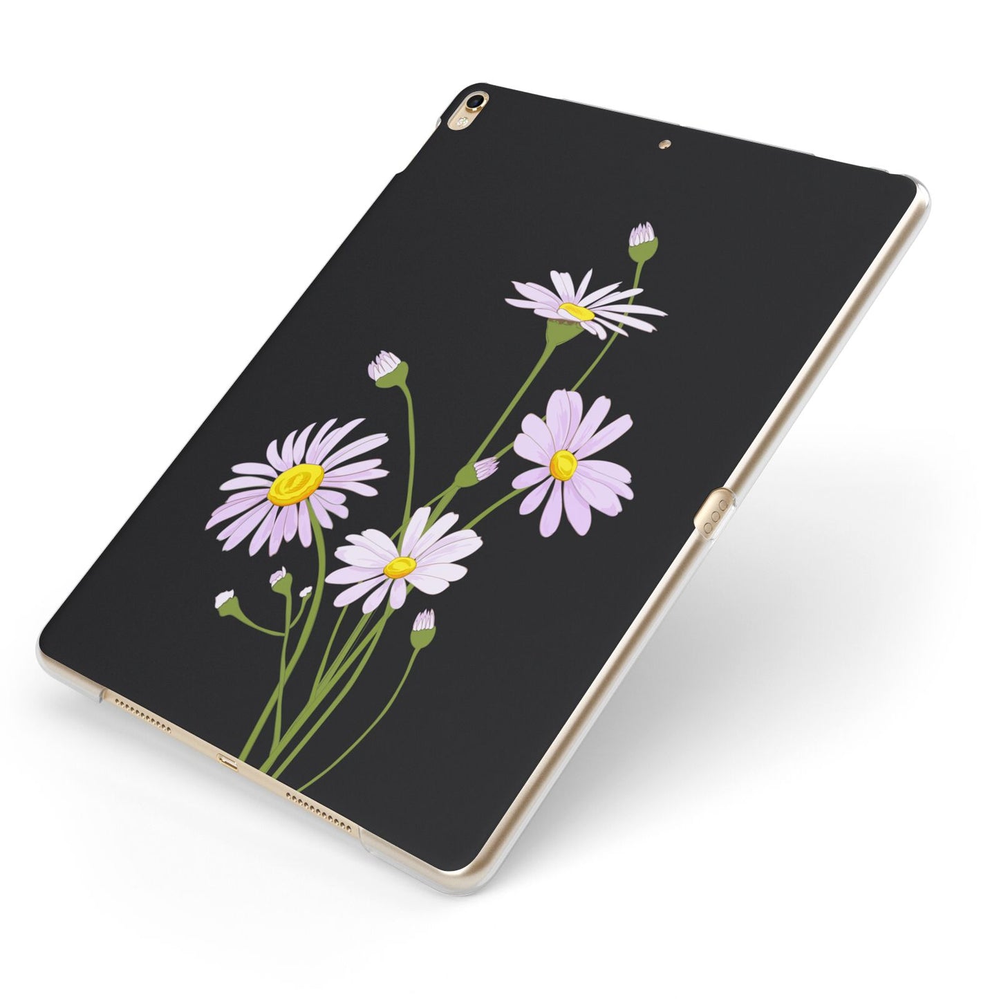 Wild Daisies Apple iPad Case on Gold iPad Side View