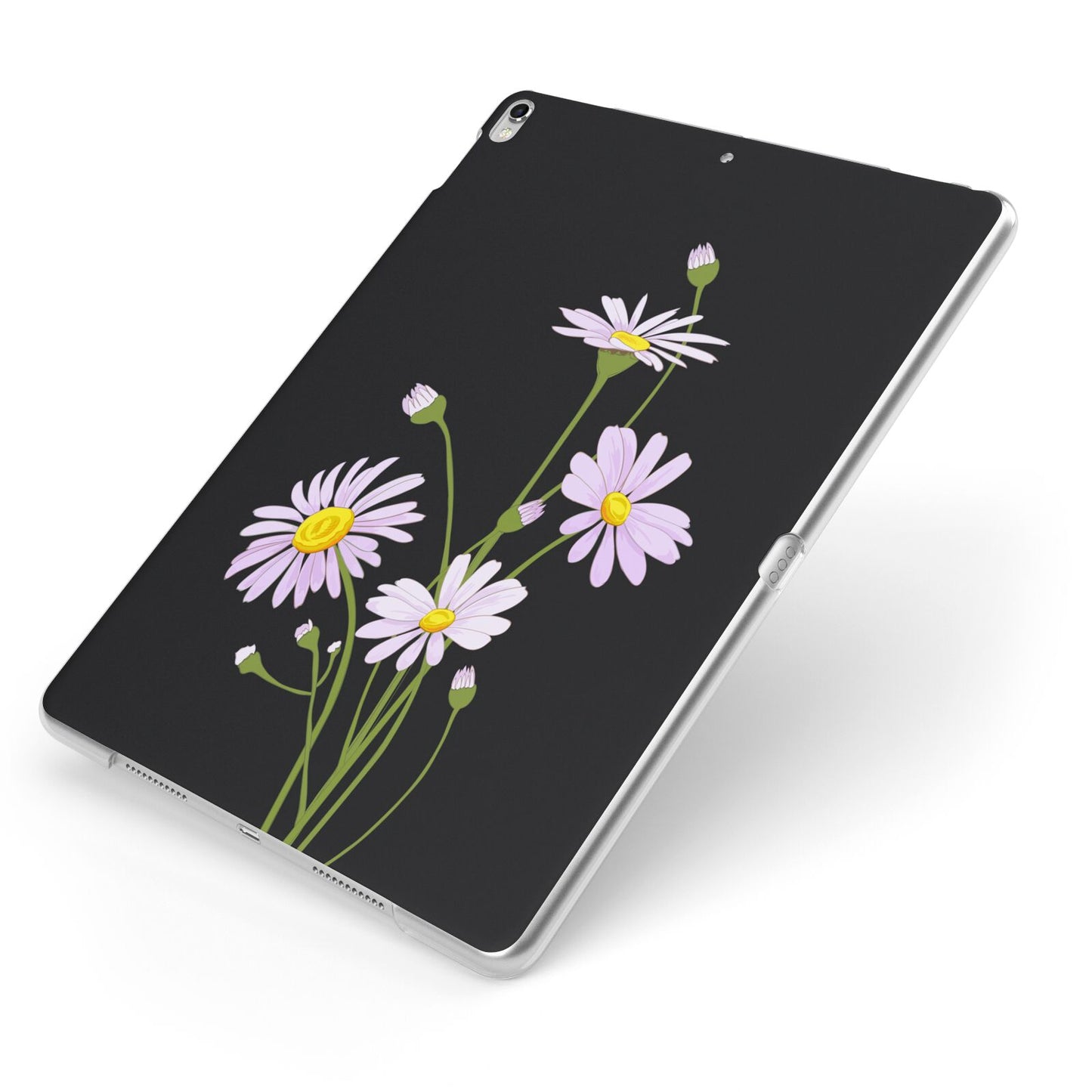 Wild Daisies Apple iPad Case on Silver iPad Side View