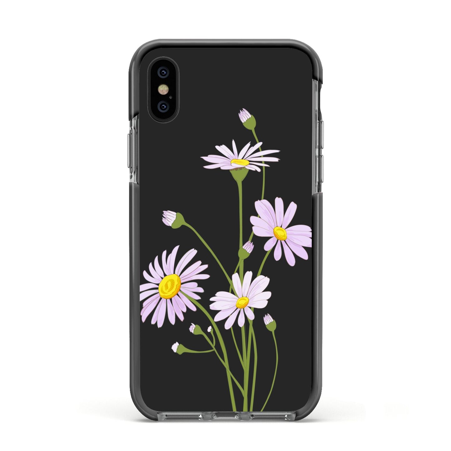 Wild Daisies Apple iPhone Xs Impact Case Black Edge on Black Phone